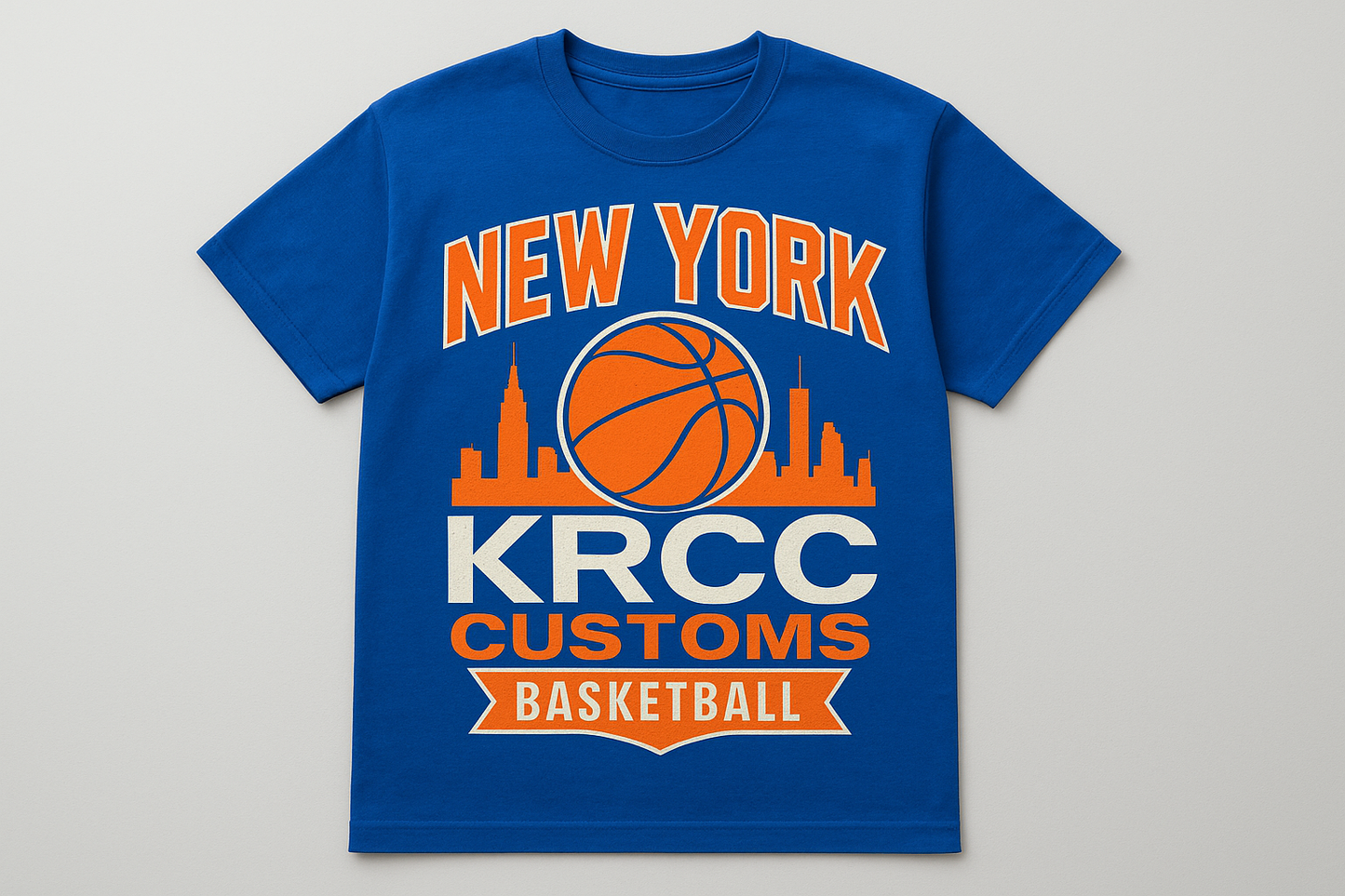 New York Knicks inspired t-shirt design with KRCC Customs as sponsor